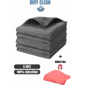 ( 6 Adet ) Mikrofiber Mutfak Bezi Gri Renk 40*40 Cm+1 Adet Güderi Bez Hediye