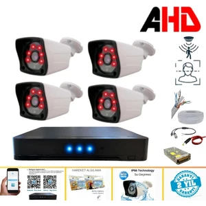 4 Kameralı Kare 4 Dış Kamera Set Harddisksiz Full Hd Gece Görüşlü Güvenlik Kamerası Sistemi