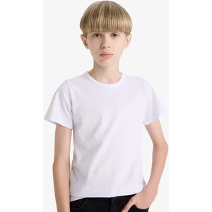 Erkek Çocuk Bisiklet Yaka Basic Düz Beyaz Tişört F4346A825SP