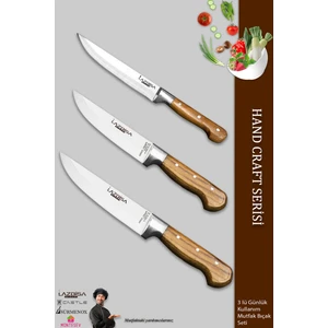 Hand Craft Mutfak Bıçak Seti Et Ekmek Sebze Bıçağı 3 Lü Set Günlük Kullanım ( Mtf-4572 )