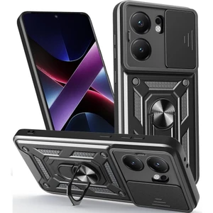 Oppo Reno 13F Kılıf Pars Yüzüklü Standlı Darbe Korumalı Siyah