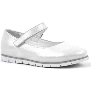 Rakerplus Hakiki Deri Gümüş Cırtlı Kız Çocuk Babet