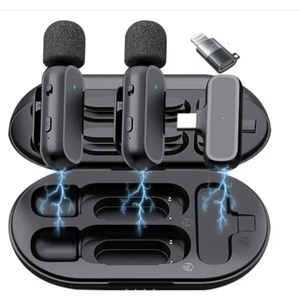 K61 Kabosuz  Yaka Mikrofonu Iphone Uyumlu  Lightning Tak Çalıştır Şarj Kutulu