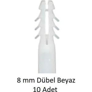 Dübel, 8 mm Beyaz Dübel, 10 Adet