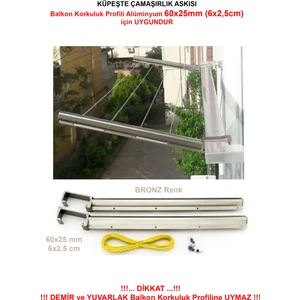 Balkon Çamaşır Kurutma Askısı Alüminyum Küpeşte Çamaşır Askılığı Kurutmalık Kare 6x2.5 cm Antrasit