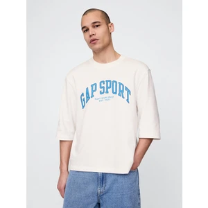 Erkek Kırık Beyaz Oversized Gap Grafik Terry T-Shirt