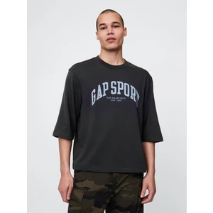 Erkek Siyah Oversized Gap Grafik Terry T-Shirt