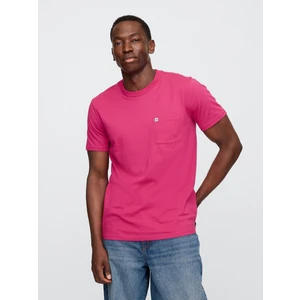 Erkek Koyu Pembe Organik Pamuk Cepli T-Shirt