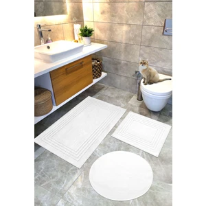 Pamuklu Dokuma Su Emici Banyo Paspas Seti, Banyo Halısı, Vera, 3 Lü Set, Klozet Takım 60X100 - 60X50 - 60X60
