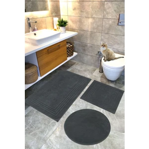 Pamuklu Dokuma Su Emici Banyo Paspas Seti, Banyo Halısı, Vera, 3 Lü Set, Klozet Takım 60X100 - 60X50 - 60X60