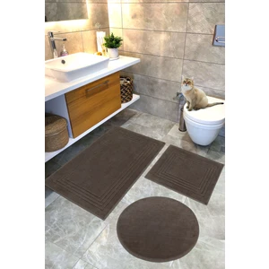 Pamuklu Dokuma Su Emici Banyo Paspas Seti, Banyo Halısı, Vera, 3 Lü Set, Klozet Takım 60X100 - 60X50 - 60X60