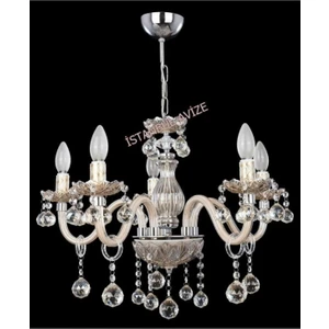 Almira 5 Li "krem" Cam Kollu Avize