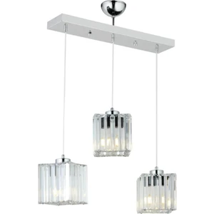 Sardunya 3'lü Krom Kristal Taşlı K-01 Avize