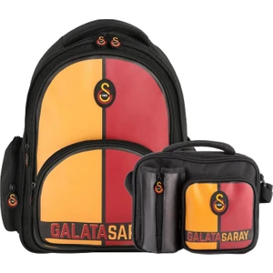 3 Bölmeli Logo Baskılı Suni Deri Okul Çantası +Beslenme Çantası