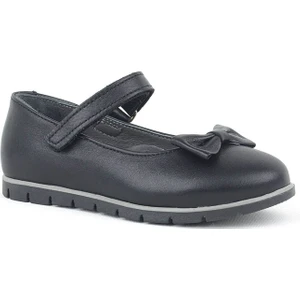 Hakiki Deri Siyah Kız Çocuk Babet