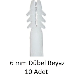 Dübel, 6 mm Beyaz Dübel, 10 Adet