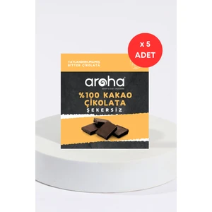 %100 Kakao, Şekersiz Bitter Çikolata 5'li Paket (40 G x 5 Adet)