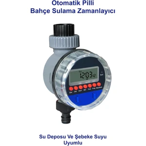 Bahçe Sulama Zamanlayıcısı Musluk ve Su Deposu Uyumlu Pilli Dijital Elektronik 1 Yıl Garanti