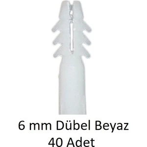 Dübel, 6 mm Beyaz Dübel, 40 Adet