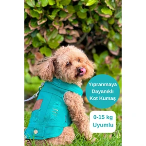 Salya Store Yeni - Çam Yeşili Renk Kot Köpek Yeleği - Küçük Irklar Için Şık ve Rahat Yelek (0-15KG)