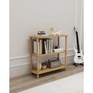 Cmd Wood ROSA 3 Raflı Kitaplık – 80 cm Genişlik | Minimalist MDF Lam ve Ahşap Ayaklı Çok Amaçlı Raflı Dolap