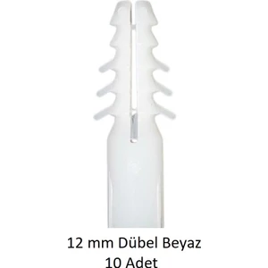 Dübel, 12 mm Beyaz Dübel, 10 Adet