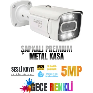 Plus B251-WP 5mp Metal Kasa Sesli Kayıtlı Gece Renkli Güvenlik Kamera