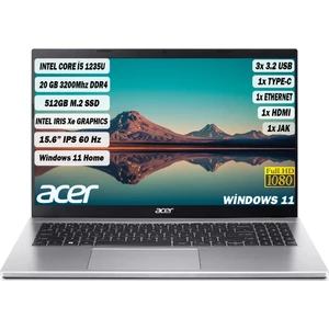 Aspire3 Intel Core I5-1235U 20 GB 512GB SSD 15.6" Full HD IPS WINDOW S11 Laptop NX.K6TEY.002+205