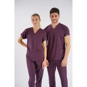 Lion Üniforma Mürdüm Dr. Greys Modeli Likralı Hemşire Forması Yarasa Kol Doktor Scrubs Hastane Takımı