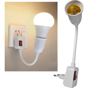 Prizi E27 Duya Dönüştürücü 360 C° Esnek Bükülebilir Duy Aç/kapa Anahtarlı