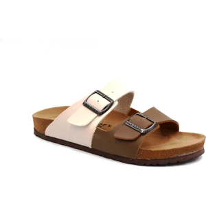 Fly Soft S903 Poli Hafif Taban Çift Toka Erkek Terlik Bej Kahve