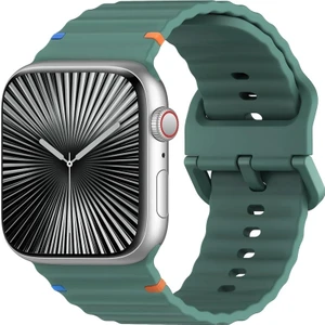 Apple Watch 10 42MM 4 5 6 7 8 9 10 Se 38 40 41MM Uyumlu Dalgalı Tasarım Silikon Kordon Kayış