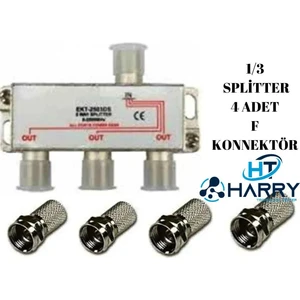 1/3 Splitter 5-2500 Mhz Sinyal Bölücü Çoklayıcı Çoğaltıcı + 4 Adet F Konnektör