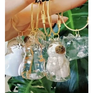 Şeffaf Kedi Tüyü Saklama Kapsülü Gashapon Kedi Tüyü Anı Hediyesi Kedisever  Anahtarlık Aksesuar