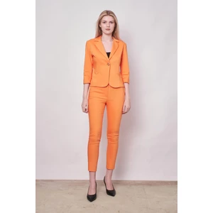 Yakalı Flato Cepli Capri Truvakar Kol Kısa Blazer Hafif Likralı Pamuklu Kumaş Ceket-Mango