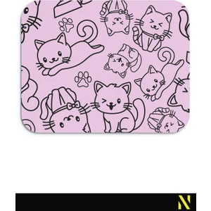 Sevimli Kediler Desenli Pembe Renkli Ergonomik Mouse Pad - 23 cm x 19 cm - Kaydırmaz Taban Ev ve Ofis Kullanımı Fare Altlığı Mousepad