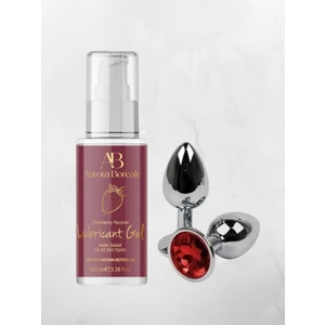 Aurora Boreale Çilek Aromalı Jel 100  ml  + Mücevherli Çelik Plug Küçük Hediyeli