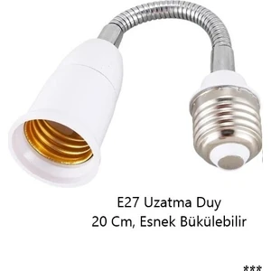 E27 Duy Uzatma Metal 20 cm Esnek Dönebilir Bükülebilir 1 Adet