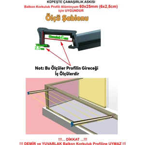 Balkon Çamaşır Kurutma Askısı Alüminyum Küpeşte Çamaşır Askılığı Kurutmalık Kare 6x2.5 cm Antrasit