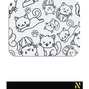 Sevimli Kediler Desenli Beyaz Renkli Ergonomik Mouse Pad - 23 cm x 19 cm - Kaydırmaz Taban Ev ve Ofis Kullanımı Fare Altlığı Mousepad