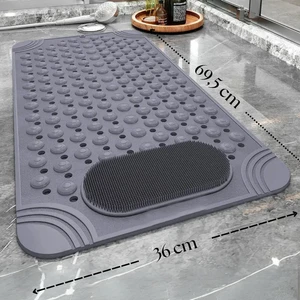 | Kaymaz Banyo Paspası | Antrasit Gri | 69,5X36CM – Dikdörtgen Duş Matı, Küvet Paspası | Güçlü Vantuzlu, Su Tahliyeli, Masaj, Fırçalı | Makinede Yıkanabilir | Kaydırmaz Zemin Matı