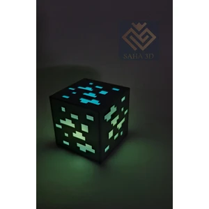 Minecraft Pilli Işıklı Elmas Küp Blok (Mavi)