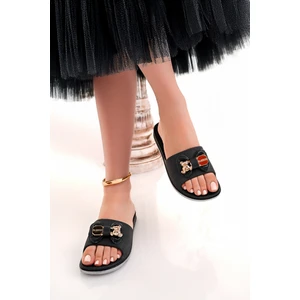 Kadın Terlik Siyah Kaydırmaz Su Geçirmez Şık Ev Dışarı Plaj Yazlık Günlük Terlik