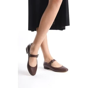 Zoe3 Style Kadın CLR Kahve Cilt Tokalı Babet