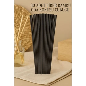30 Adet Siyah Oda Kokusu Çubuğu Fiber Yumuşak Doğal Bambu Oda Kokusu Yedek Çubuk 24 cm