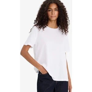 Regular Fit Bisiklet Yaka Basic Düz Penye Kısa Kollu Beyaz Tişört W9584AZ25AU