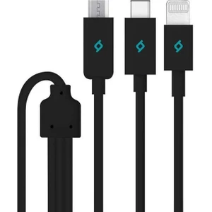 Alumicable Trio Şarj Kablosu 1mt. USB-C, Lightning, Micro USB