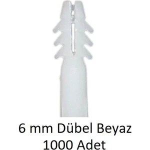 Dübel, 6 Mm Plastik Beyaz Dübel 1000 Adet