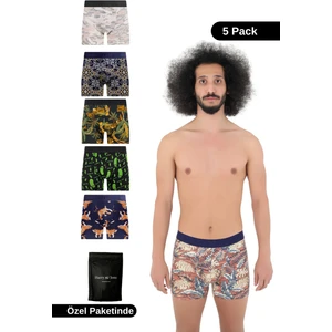 Harry Jones Erkek 5'li Desenli Renkli Pamuklu Premium Hijyenik Paket Boxer