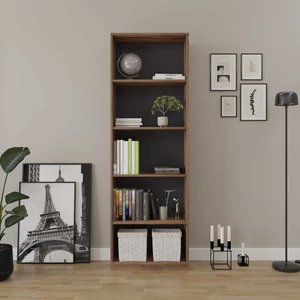 adore mobilya Modern 5 Raflı Kitaplık-Koyu Ceviz (Oslo Ceviz) 64X182X26 cm